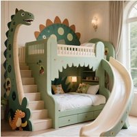 Dinosaur Bed Custom Design of Dinosaur-themed Children's Rooms Children's Rooms Come with Slides Storage Loft Bed Kids Furniture