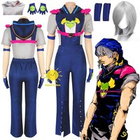 Anime The JOJO Lands Cosplay Jodio Joestar Cosplay Costumes Bodysuit Shirt Wig Jodio Suits Wig Halloween Carnival Cos Adult Men