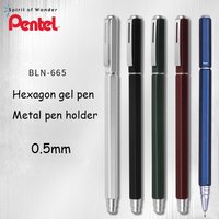 Japan Pentel Hexagonal Metal Gel Pen BLN665 Needle Tip Office Black Pen 0.5mm Quick-drying Stationery Cute School Supplies