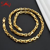 Sunny Jewelry Hiphop Link Chain Necklace for Women Man Statement Gold Color Choker Classic Trendy Daily Wear Wedding Party Gift