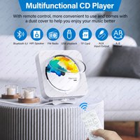 Portable CD Player Built-in Speaker Stereo with Double 3.5mm Headphones Jack LED Screen Wall Mountable CD Music Player KC-909