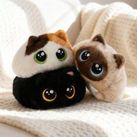 19cm Chubby chubby Cat Siamese Kitten Black Cat Plush Toys Cartoon Lifelike Kitten Bean Bag Dolls Girls Birthday Gifts Kids Toys