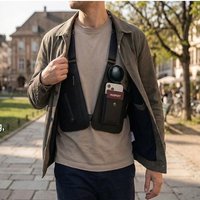 Travel Hiking Chest Bag for Men Daily Use Retro Double Shoulder Strap Tactical Bag Multi Pocket Anti Theft Waterproof PU Outdoor