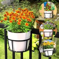 Pack of 3 Iron Art Hanging Flower Pots with Hooks, Metal Plant Growing Basket, Detachable, Suitable for Balcony, Fence or Single