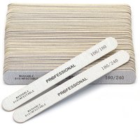 Nail File Set 50Pcs Double Grit 100/180 Straight Wooden Emery Boards Washable Disinfectable Nail Sanding Files for Nail Art