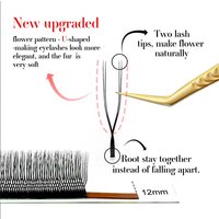 U Lash Shape Eyelashes Extensions U YY Lash Shaped Bloom Eye Lashes Natural Soft DIY Premade Fan Lash Extensions