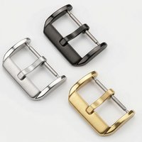 Middle Brushed Stainless Steel Watch Pin Buckle 16mm 18mm 20mm 22mm Silver Gold Black Leather Watch Band Strap Clasp Accessories