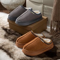 Warm Simple Casual Couples Men's Slippers Winter Boots Comfy Fashion Bedroom Soft Sole Women's Home Plush Shoes Indoor Non-slip