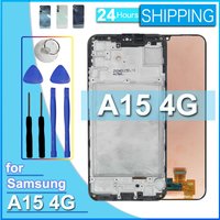AMOLED LCD for Samsung Galaxy A15 4G LCD Display Touch Screen Digitizer Assembly for Samsung A15 A155 A155F Screen with Frame