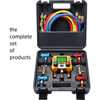Digital HVAC Manifold Gauge Set With R134a R1234yf Quick Couplers and Can Taps 3 Hoses Car AC Refrigerant Recharge Kit