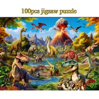 38x25 finished size Children's Paper Puzzle 100 Pieces Blue Card Animal Cartoon Puzzle Educational Toy Perfect Gift for Kids