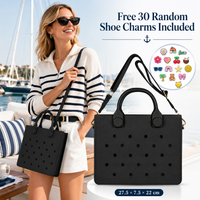 Free 30PCS Random Shoe Charms EVA Tote Bag Waterproof Handbag Multi-Color Shoulder Handbag Casual Beach Bag for Women Gifts