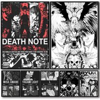 Anime D-Death Note Gemälde Kalligraphie Hochwertige Baumwolle Leinwand Poster Wandkunst für Wohnzimmer Moderne Kaffeehaus Dekor