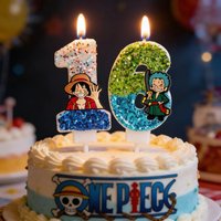 Hot One Piece Theme Candle Number 0-9 Luffy Candle Cake Decoration Birthday Party for Kids Baby Shower Toy Gifts
