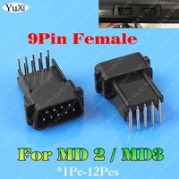 1/2/6/12Pcs 9Pin Female Socket Connector For Sega MD2 MD3 Game Console 90 Degree Socket Jack Plug Repair Parts