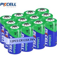 12PC PKCELL CR123A 3V Lithium Battery 3 Volt CR17345 CR123 123A 123 Non-Rechargeable Batteries for Photo Camera Flashlight