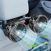 Car USB Fan Dual Head Cooling Air Hose Fan for Backseat 360°Rotation 3-Speed Auto Headrest Fan For Rear Seat
