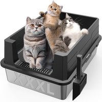XXXL Stainless Steel Litter Box,Extra Large 28" L x 20" W Metal Litter Box for Big Cats & Multiple Cats with High Sided