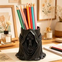 Cross-Border Dark Reaper Skull Pen Holder For Gothic Desktop Stationery and Makeup Brush Storage Scenario