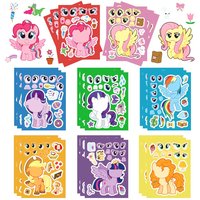 8/16PCS My Little Pony DIY jigsaw puzzle stickers, cartoon interactive educational face-changing toy collage the best gift!