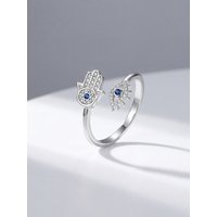 925 Sterling Silver Exquisite Devil's Eye Adjustable Ring For Women Engagement Anniversary Daily Wear High Quality Fine Jewelry