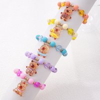 5pcs/set Cute Cartoon Colorful Capybara Charm Rubber Paint Bead Bracelets for Girls Best Party Gift