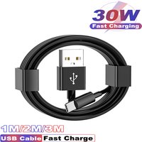 30W USB A to Type C Cable For Samsung Galaxy s8 s10 Xiaomi Huawei Android phone Fast charging Accessories Data line 1M 2M 3M