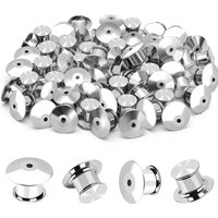 50PCS Locking Pin Back Locking Pin Keeper Clasp Metal Pin Backing Without Needle for Brooch Enamel Lapel Pin Lock DIY Crafts