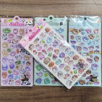 4 Sheets Jelly Texture Cute Animal Stickers Kawaii Puffy Decorative Decals