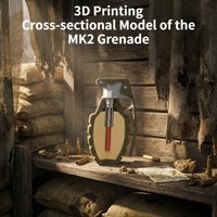 3D-Printed MK2 Military Model with Cross-Section View: A Collectible Figurine and Gift for Military Enthusiasts