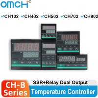 OMCH CH102 CH-B Series CH402 CH502 CH702 CH902 Digital PID Temperature Controller 0-1300℃ SSR/Relay Dual Output K-type Input