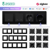 BSEED Zigbee Click Smart Wall Light Switches Function Parts EU Sockets Power Outlets Glass Switch Frames DIY Free Combination