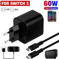 60W AC Power Adapter Fast Charger For Nintendo Switch 2 Charging Support TV Mode Wall Charger For NS Switch 2 Accessories