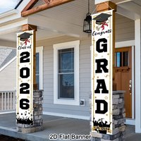 1pair Class of 2026 Graduation Banners Graduate Party Decorations Couplets Porch Signs Indoor Outdoor Banners Party Supplies