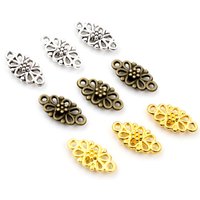 30pcs/lot 16x8mm Antique Silver Plated Bronze Flower Connector Charm Pendant DIY Jewelry Supplies for Bracelet Necklace