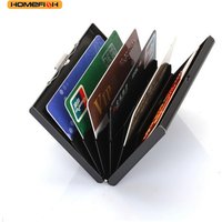 HOMEFISH RFID Blocking Stainless Steel Business Card Holder - Slim Metal ID Card Case with 6 Slots