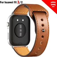 Leather Watch Band For Huawei Watch Fit 3 2 Smartwatch Bands Replacement Wrist Metal Correa Bracelet Fit2 fit3 Strap Accessories