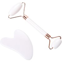 Natural Resin Jade Roller Gua Sha Scraper Set Pink Guasha Face Lift Massager Wrinkle Double Chin Remover Beauty Skin Care Tools