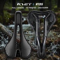 RYET 135g 3D Printed Carbon Bike Saddle EVA Padding 240x143mm Ultralight Hollow Breathable Road MTB Gravel Cycling Comfort Seat