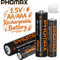 PHOMAX 1.5V Li-ion AA/AAA 4200mWh 1110mWh AA AAA Lithium Rechargeable Batteries For Shaver Flashlight Camera Pre-charged Battery
