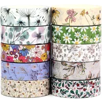NEW 1X 10M Decor Flower Leaves Japanese Paper Cinta Washi Tape Set for Scrapbooking Masking Tape Cute Journal Kawaii Papelaria