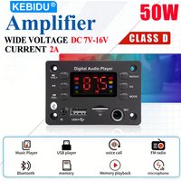KEBIDU 50W Bluetooth Amplifier Car Audio Player 6.5mm Microphone WMA WAV Decoder Board DC 12V Hands-free MP3 Player TF FM Radio