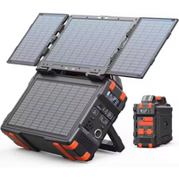 300w Portable Power Station Solar Generator Power Bank With Hidden Folding Solar Panel AC/DC/USB/PD For Outdoor Emergency