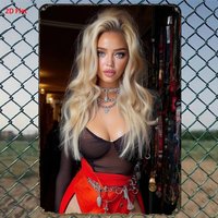2D Metal Sign, Modern Women Theme Art, Durable Wall Decor, Black Top & Red Skirt Metal Tin Wall Sign