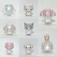 Anime Mini Hello Kitty Flower Marriage Series Melody Kuromi Rice Cinnamon Dog Girl Birthday Baking Dress Up Plug-in Accessories