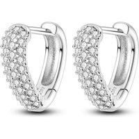 2024 NEW 925 Sterling Silver Pave U Shape Heart Star Earring Hoop Earrings for Women Jewelry Wedding Engagement Birthday Gift