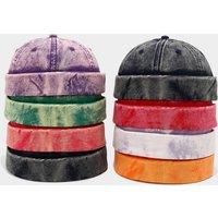 Hong Kong Style Vintage Washed Denim Landlord Hat Couples Casual All-match Distressed Skull Cap Curled Sailor Cap