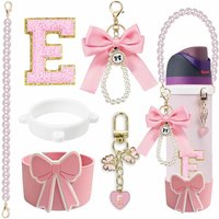 Silicone Boot Accessories for Owala Water Bottle 24oz 32oz 40oz, Letter Monogram Handle Strap & Charms Set, Compatible with Owal