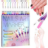 12 Colors Nail Art Pens Set, 2026 New Style Nail Art Markers Perfect for Gel Nails, DIY Manicure Drawing Painting Liner Pen Tool