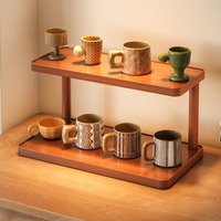 Multi-Purpose Desktop Cup Holder Organizer for Office/Home, 2-tier Space Saving Coffee Mug Rack for Water Bottles & Tea Set